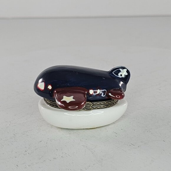 Vintage Airplane Ceramic Trinket Box With Hinged Lid Red White Blue Stars - Picture 2 of 8